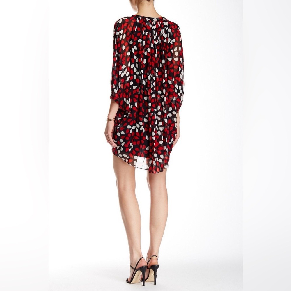 DIANE VON FURSTENBERG  Fleurette Silk Mini Dress Red White Floral Petals Sz. 4 - Picture 2 of 16